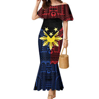 Philippines Sun Star Family Matching Mermaid Dress and Hawaiian Shirt Igorot Tribal Inspiration LT05 Mom's Dress Black - Polynesian Pride
