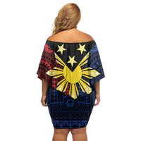 Philippines Sun Star Family Matching Off Shoulder Short Dress and Hawaiian Shirt Igorot Tribal Inspiration LT05 - Polynesian Pride