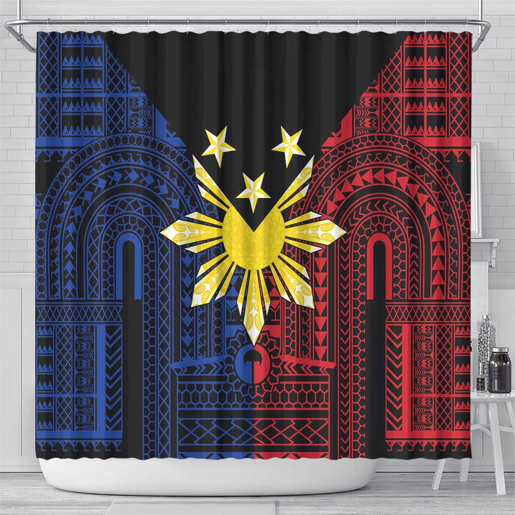 Philippines Sun Star Shower Curtain Igorot Tribal Inspiration - Polynesian Pride