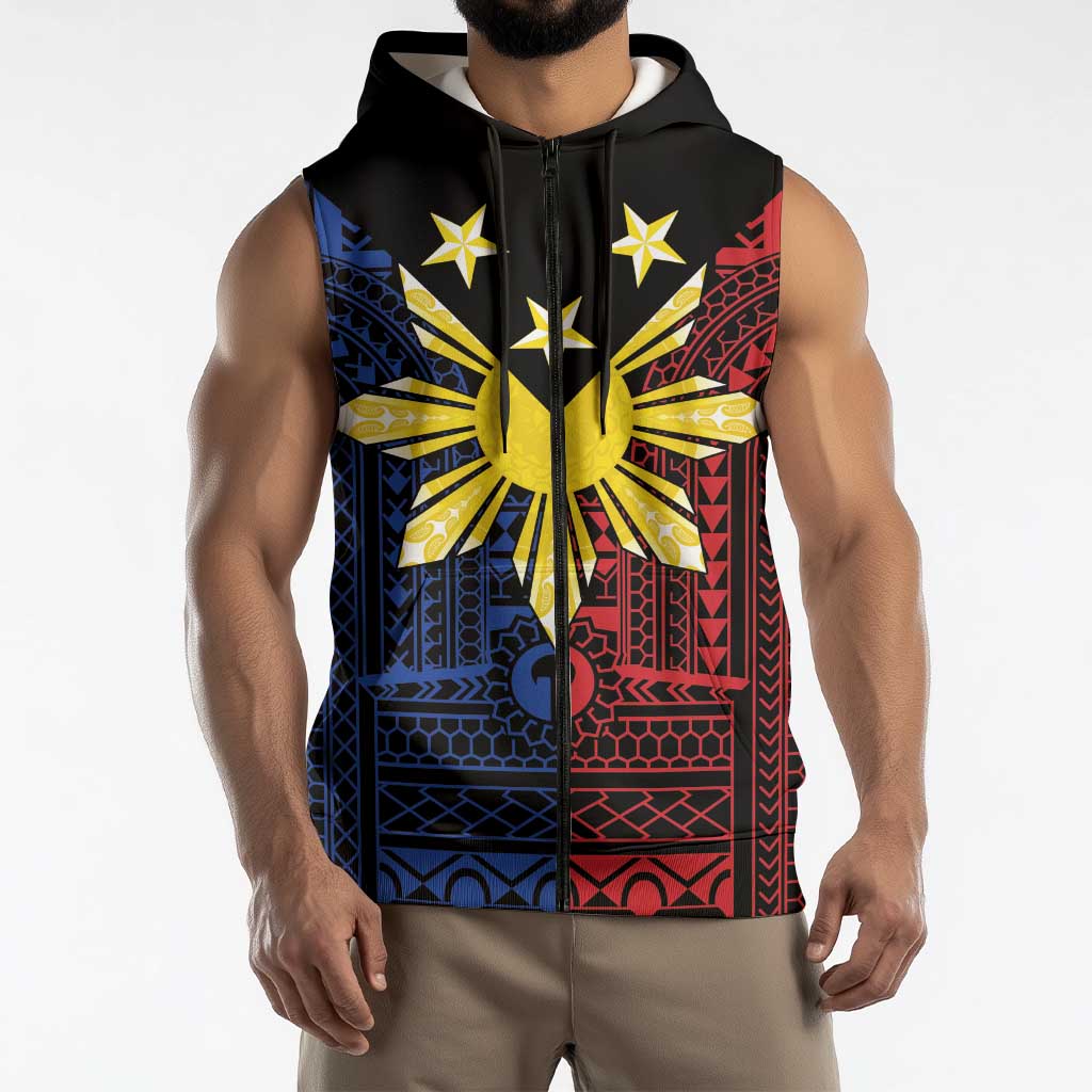 Philippines Sun Star Sleeveless Zip Hoodie Igorot Tribal Inspiration - Polynesian Pride