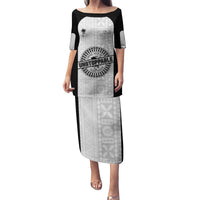Personalized Fiji Obstacle Race 2023 Family Matching Puletasi Dress and Hawaiian Shirt Never Give Up LT05 Mom's Dress Black - Polynesian Pride