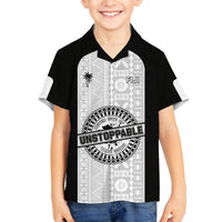 Personalized Fiji Obstacle Race 2023 Family Matching Puletasi Dress and Hawaiian Shirt Never Give Up LT05 Son's Shirt Black - Polynesian Pride