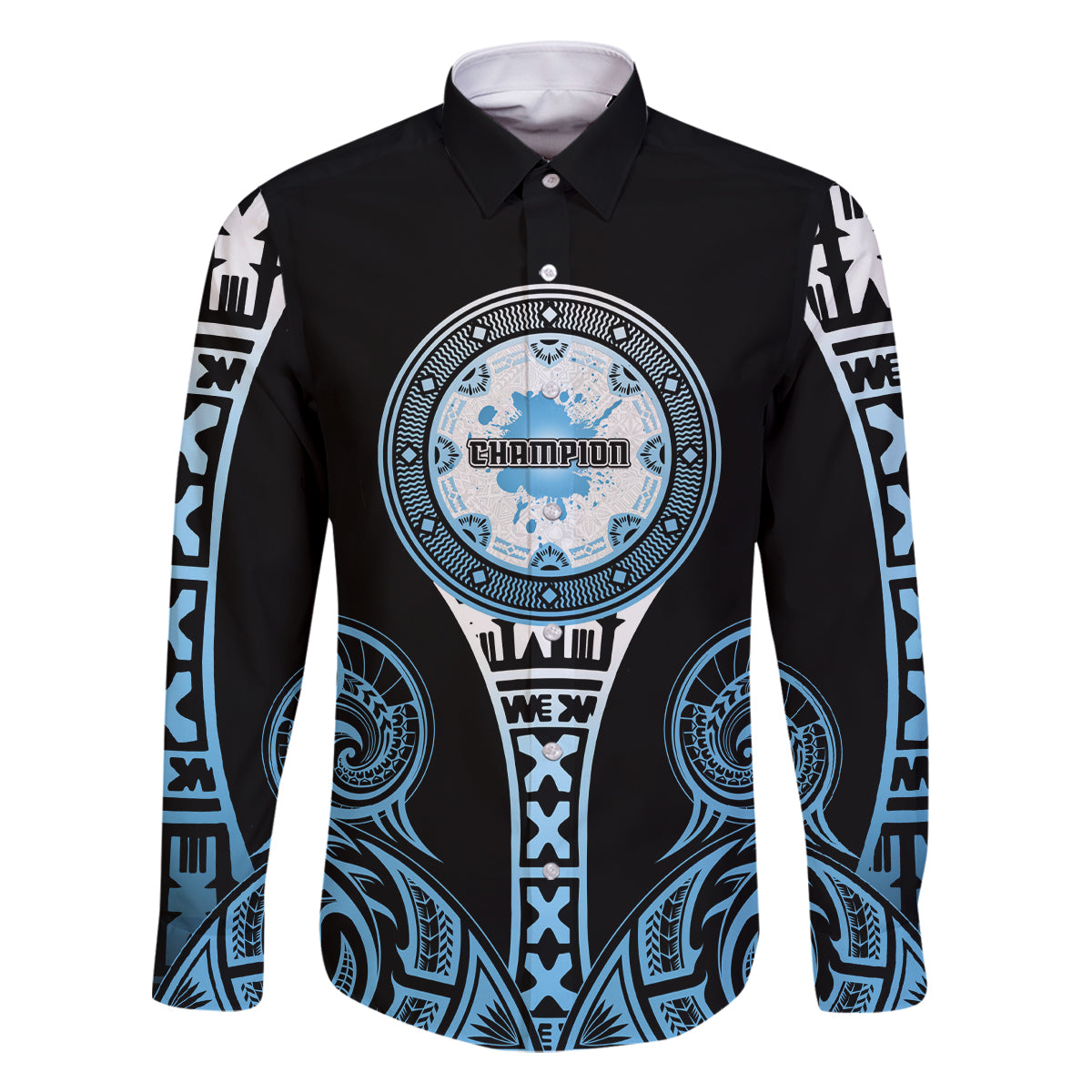 Personalized Fiji Obstacle Race 2023 Family Matching Off Shoulder Maxi Dress and Hawaiian Shirt Go Champion LT05 Dad's Shirt - Long Sleeve Blue - Polynesian Pride