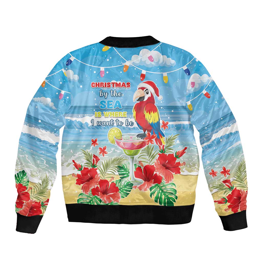 Hawaii Christmas Bomber Jacket Funny Macaw Parrot Tropical Vibe