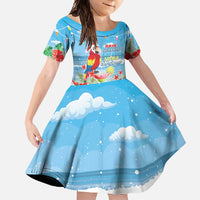Hawaii Christmas Family Matching Off Shoulder Maxi Dress and Hawaiian Shirt Funny Macaw Parrot Tropical Vibe LT05 Daughter's Dress Blue - Polynesian Pride