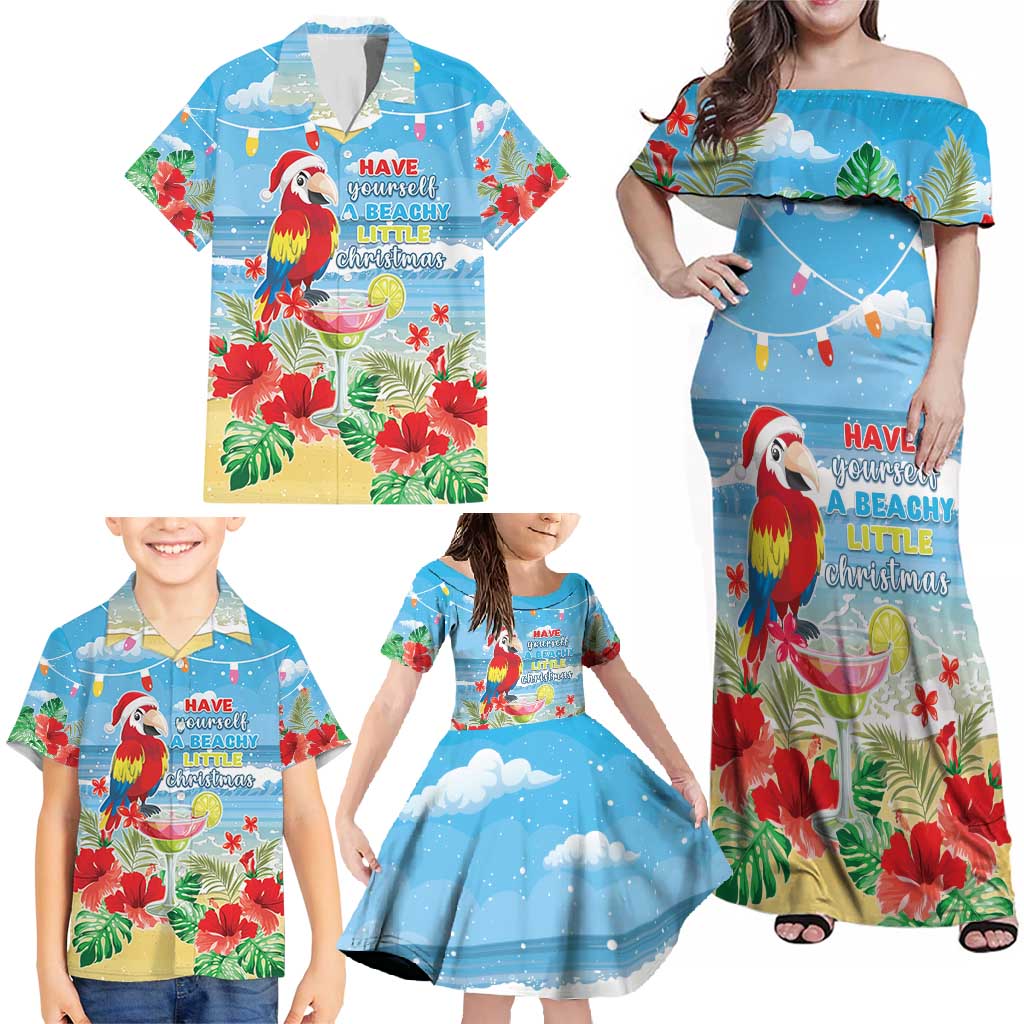 Hawaii Christmas Family Matching Off Shoulder Maxi Dress and Hawaiian Shirt Funny Macaw Parrot Tropical Vibe LT05 - Polynesian Pride