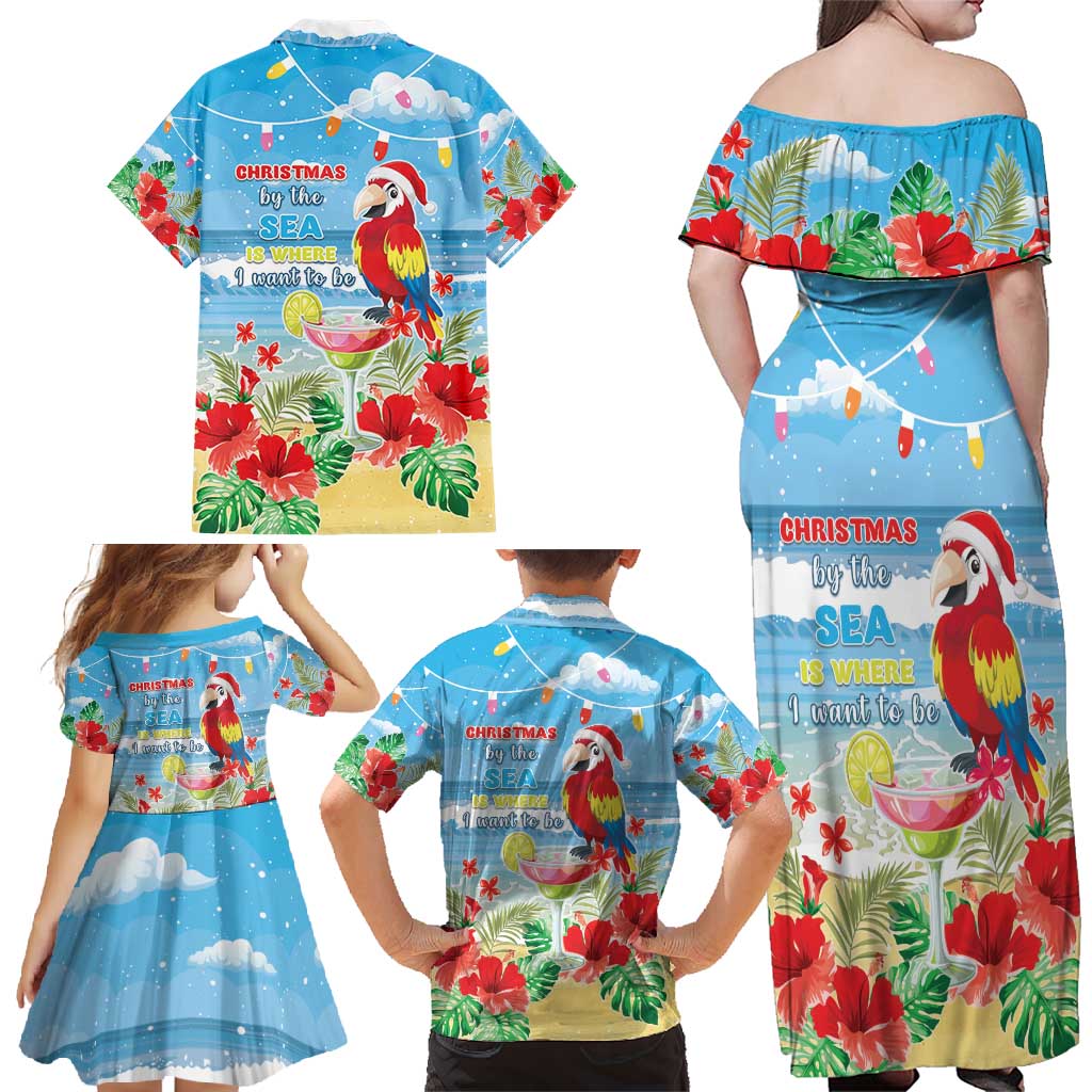 Hawaii Christmas Family Matching Off Shoulder Maxi Dress and Hawaiian Shirt Funny Macaw Parrot Tropical Vibe LT05 - Polynesian Pride