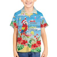 Hawaii Christmas Family Matching Off Shoulder Maxi Dress and Hawaiian Shirt Funny Macaw Parrot Tropical Vibe LT05 Son's Shirt Blue - Polynesian Pride