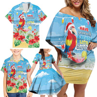 Hawaii Christmas Family Matching Off Shoulder Short Dress and Hawaiian Shirt Funny Macaw Parrot Tropical Vibe LT05 - Polynesian Pride