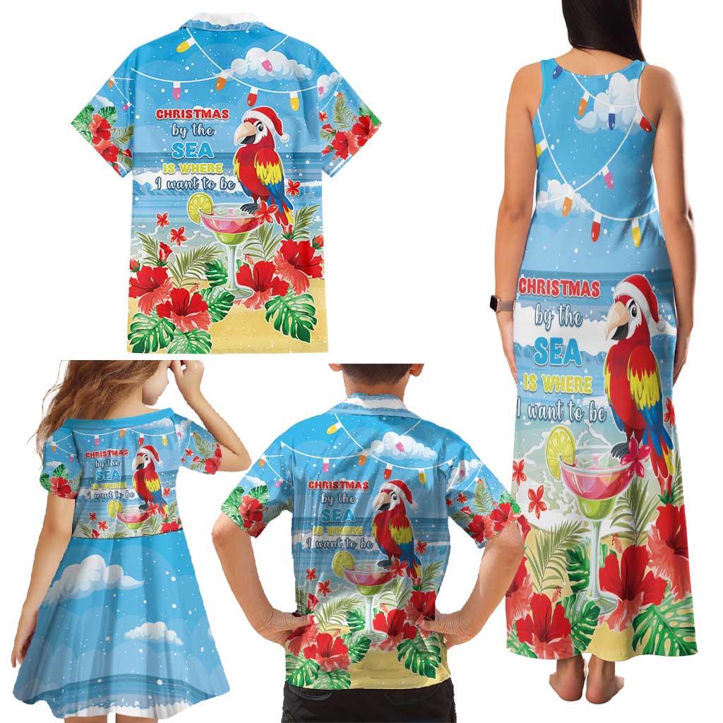 Hawaii Christmas Family Matching Tank Maxi Dress and Hawaiian Shirt Funny Macaw Parrot Tropical Vibe LT05 - Polynesian Pride