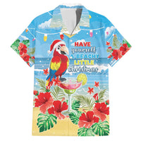 Hawaii Christmas Family Matching Tank Maxi Dress and Hawaiian Shirt Funny Macaw Parrot Tropical Vibe LT05 Dad's Shirt - Short Sleeve Blue - Polynesian Pride