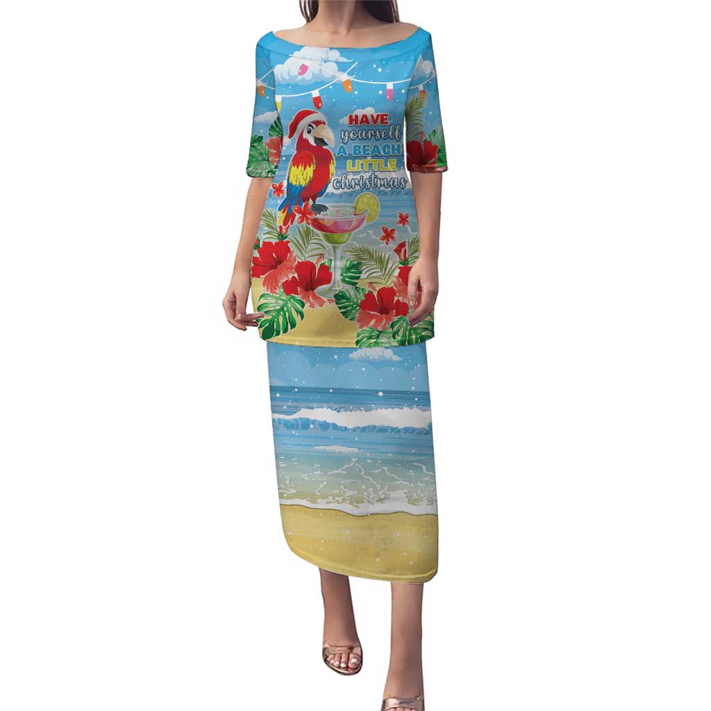 Hawaii Christmas Puletasi Funny Macaw Parrot Tropical Vibe