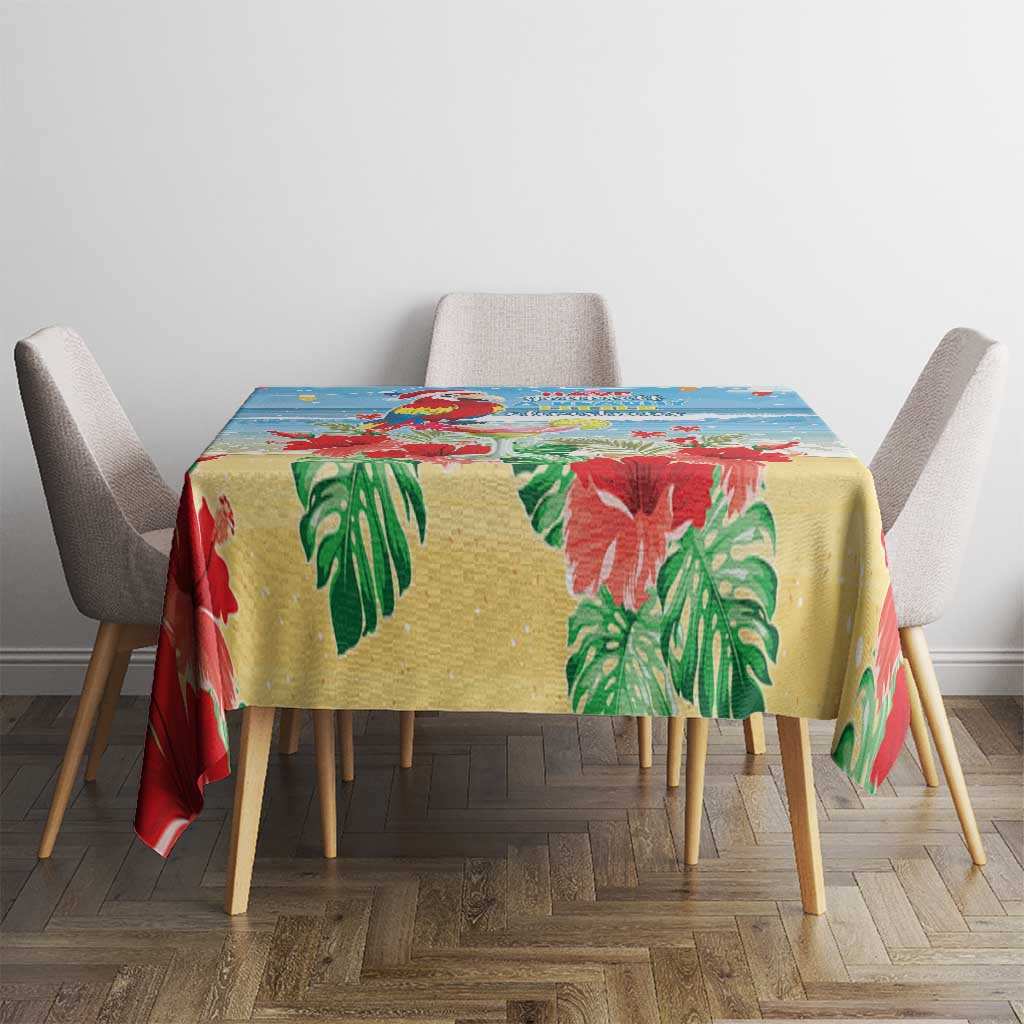 Hawaii Christmas Tablecloth Funny Macaw Parrot Tropical Vibe