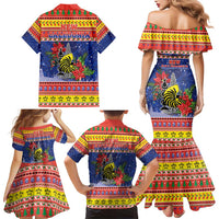 New Caledonia Christmas Family Matching Mermaid Dress and Hawaiian Shirt Kanaky Poinsettia Joyeux Noel LT05 - Polynesian Pride