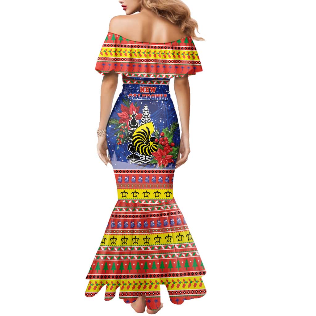 New Caledonia Christmas Family Matching Mermaid Dress and Hawaiian Shirt Kanaky Poinsettia Joyeux Noel LT05 - Polynesian Pride