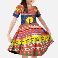 New Caledonia Christmas Family Matching Off The Shoulder Long Sleeve Dress and Hawaiian Shirt Kanaky Poinsettia Joyeux Noel LT05 Daughter's Dress Red - Polynesian Pride