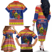 New Caledonia Christmas Family Matching Off The Shoulder Long Sleeve Dress and Hawaiian Shirt Kanaky Poinsettia Joyeux Noel LT05 - Polynesian Pride