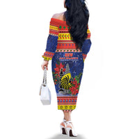 New Caledonia Christmas Family Matching Off The Shoulder Long Sleeve Dress and Hawaiian Shirt Kanaky Poinsettia Joyeux Noel LT05 - Polynesian Pride