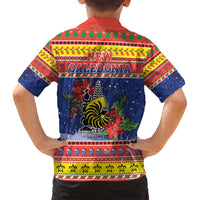 New Caledonia Christmas Family Matching Off Shoulder Maxi Dress and Hawaiian Shirt Kanaky Poinsettia Joyeux Noel LT05 - Polynesian Pride