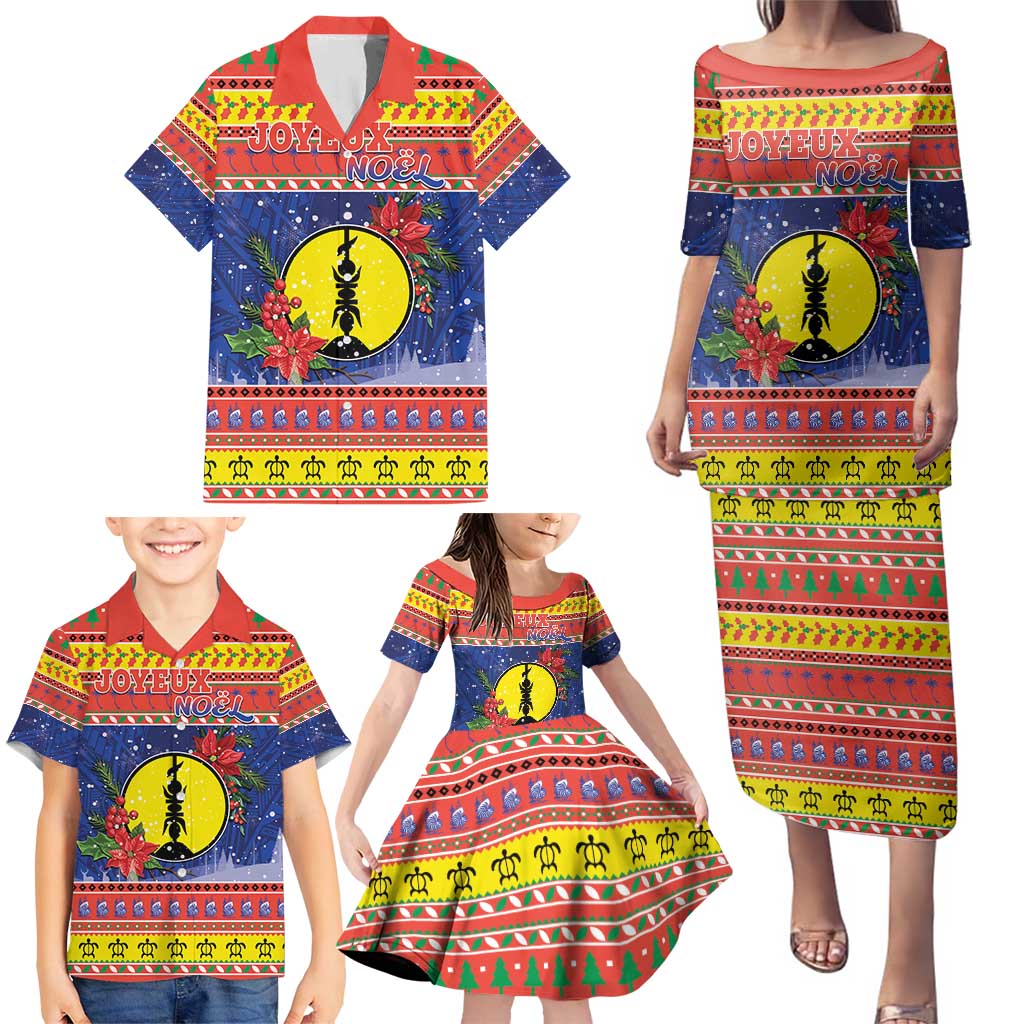 New Caledonia Christmas Family Matching Puletasi and Hawaiian Shirt Kanaky Poinsettia Joyeux Noel LT05 - Polynesian Pride