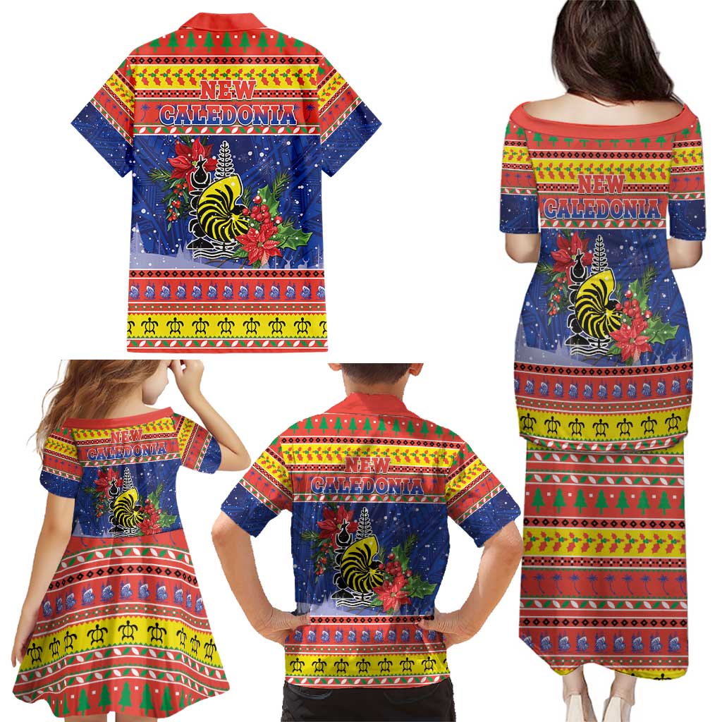 New Caledonia Christmas Family Matching Puletasi and Hawaiian Shirt Kanaky Poinsettia Joyeux Noel LT05 - Polynesian Pride