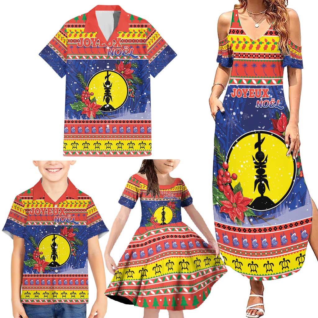 New Caledonia Christmas Family Matching Summer Maxi Dress and Hawaiian Shirt Kanaky Poinsettia Joyeux Noel LT05 - Polynesian Pride