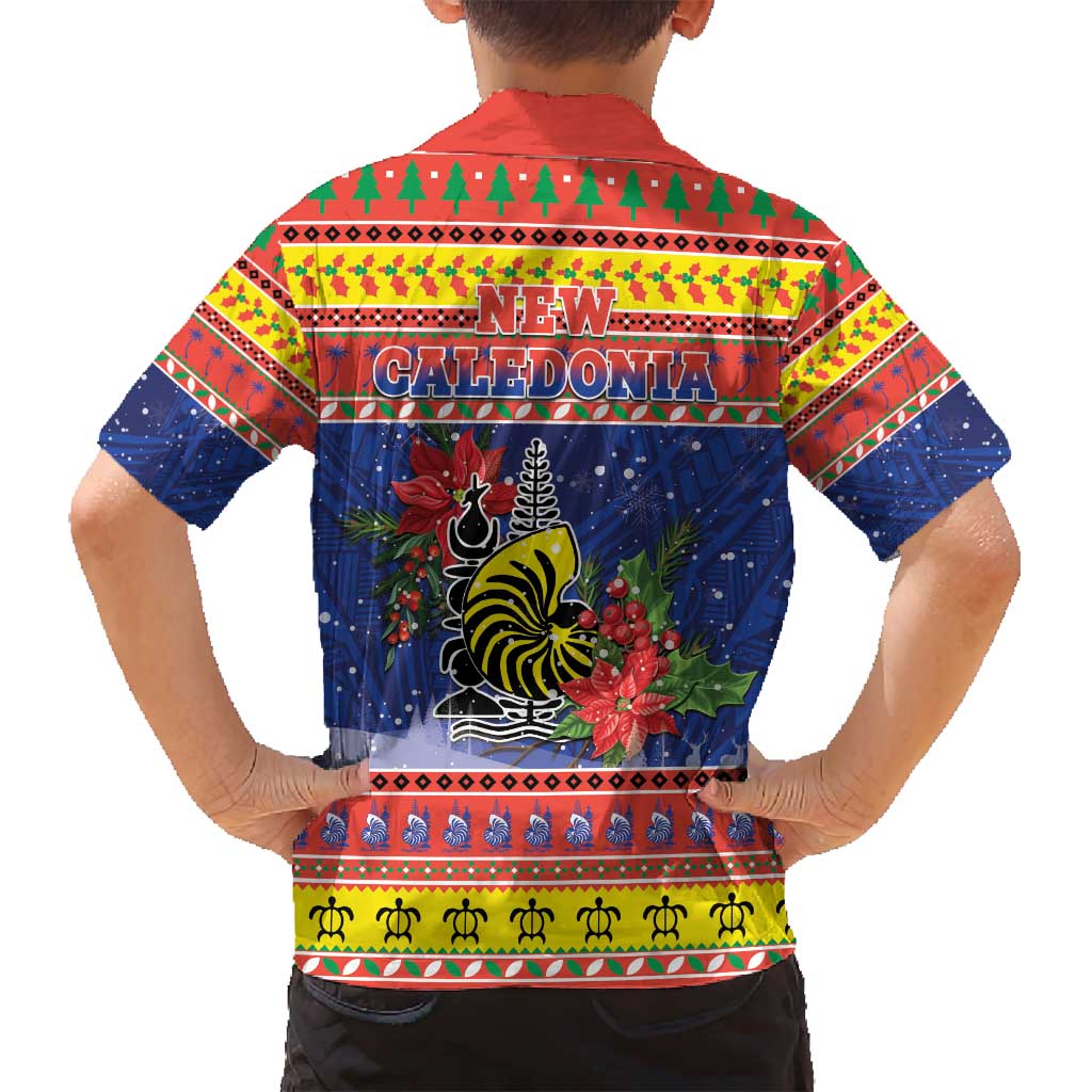 New Caledonia Christmas Family Matching Tank Maxi Dress and Hawaiian Shirt Kanaky Poinsettia Joyeux Noel LT05 - Polynesian Pride