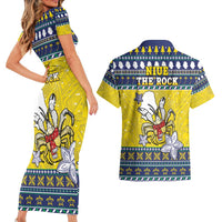 Niue The Rock Christmas Couples Matching Short Sleeve Bodycon Dress and Hawaiian Shirt Niuean Crab Monuina E Kilisimasi LT05 - Polynesian Pride