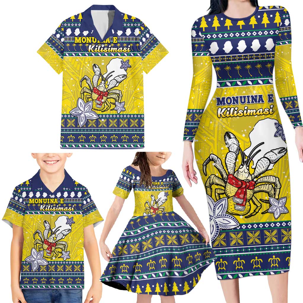 Niue The Rock Christmas Family Matching Long Sleeve Bodycon Dress and Hawaiian Shirt Niuean Crab Monuina E Kilisimasi LT05 - Polynesian Pride
