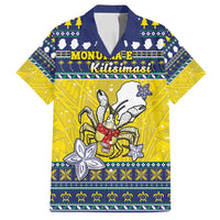 Niue The Rock Christmas Family Matching Long Sleeve Bodycon Dress and Hawaiian Shirt Niuean Crab Monuina E Kilisimasi LT05 Dad's Shirt - Short Sleeve Blue - Polynesian Pride