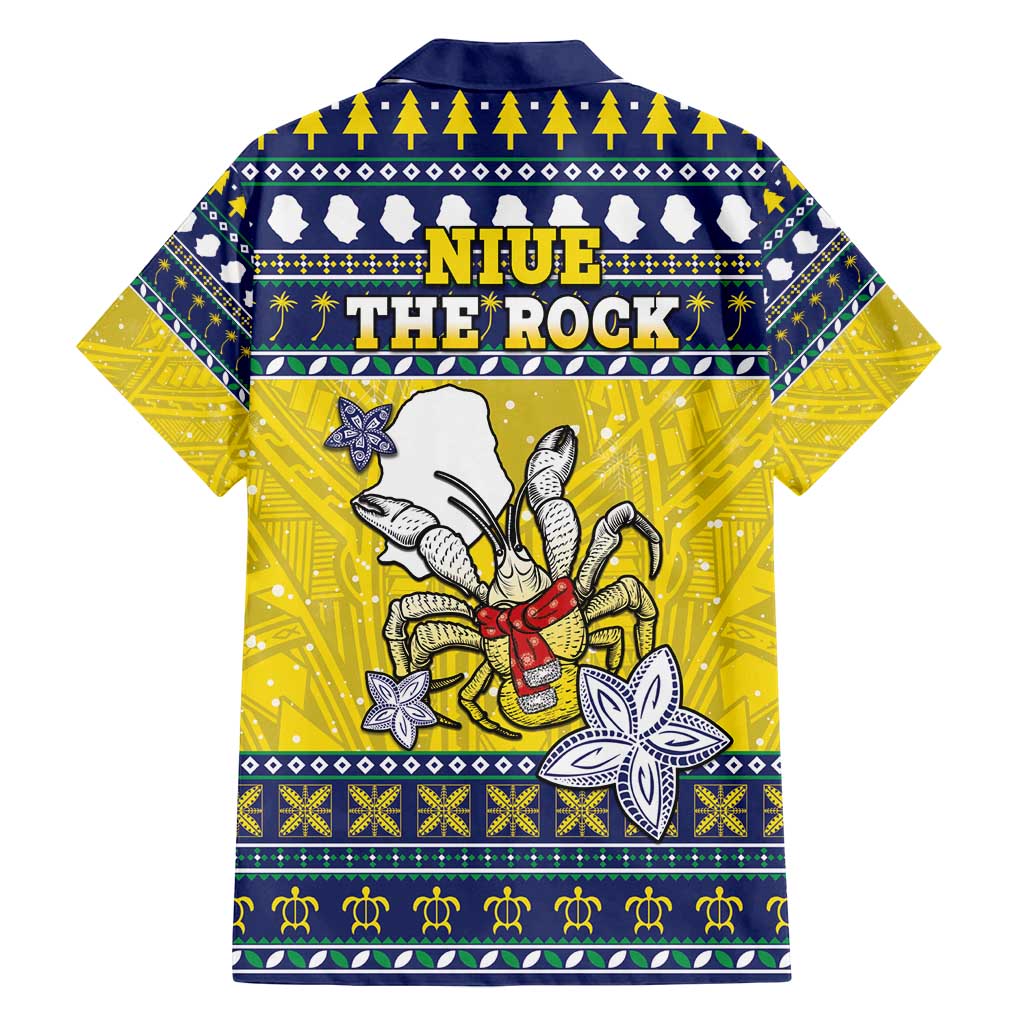 Niue The Rock Christmas Family Matching Long Sleeve Bodycon Dress and Hawaiian Shirt Niuean Crab Monuina E Kilisimasi LT05 - Polynesian Pride