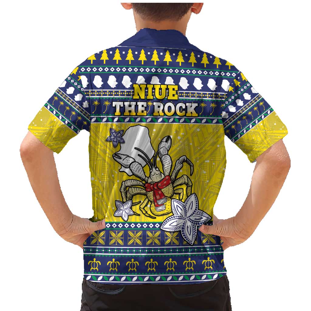 Niue The Rock Christmas Family Matching Mermaid Dress and Hawaiian Shirt Niuean Crab Monuina E Kilisimasi LT05 - Polynesian Pride