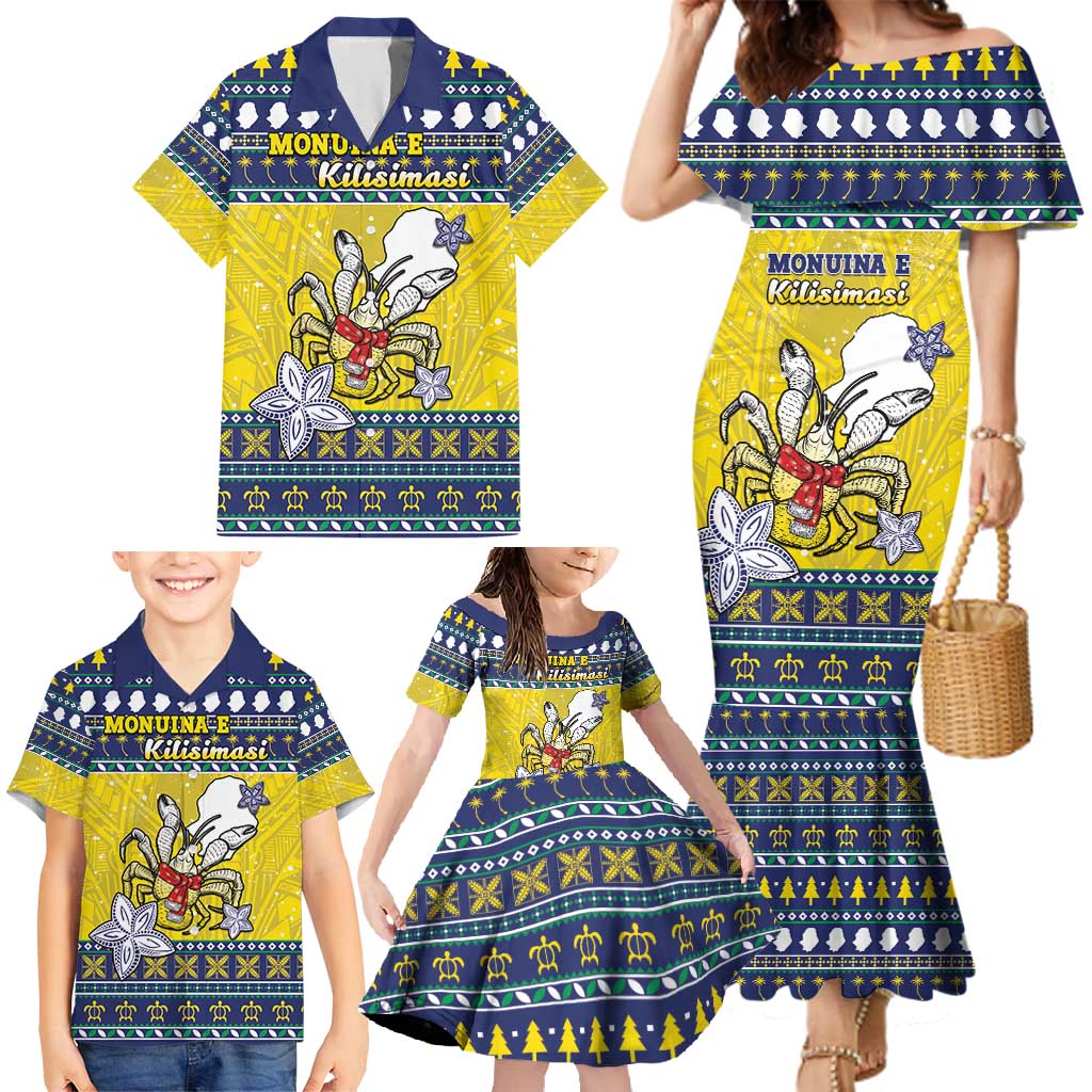 Niue The Rock Christmas Family Matching Mermaid Dress and Hawaiian Shirt Niuean Crab Monuina E Kilisimasi LT05 - Polynesian Pride