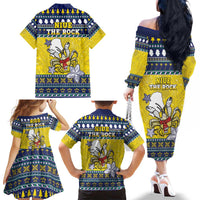 Niue The Rock Christmas Family Matching Off The Shoulder Long Sleeve Dress and Hawaiian Shirt Niuean Crab Monuina E Kilisimasi LT05 - Polynesian Pride