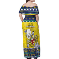 Niue The Rock Christmas Family Matching Off Shoulder Maxi Dress and Hawaiian Shirt Niuean Crab Monuina E Kilisimasi LT05 - Polynesian Pride