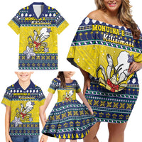 Niue The Rock Christmas Family Matching Off Shoulder Short Dress and Hawaiian Shirt Niuean Crab Monuina E Kilisimasi LT05 - Polynesian Pride