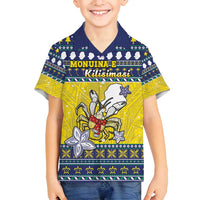 Niue The Rock Christmas Family Matching Puletasi and Hawaiian Shirt Niuean Crab Monuina E Kilisimasi LT05 Son's Shirt Blue - Polynesian Pride