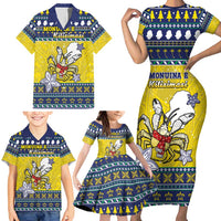 Niue The Rock Christmas Family Matching Short Sleeve Bodycon Dress and Hawaiian Shirt Niuean Crab Monuina E Kilisimasi LT05 - Polynesian Pride
