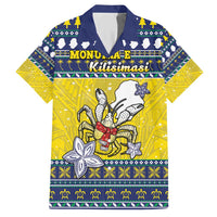 Niue The Rock Christmas Family Matching Short Sleeve Bodycon Dress and Hawaiian Shirt Niuean Crab Monuina E Kilisimasi LT05 Dad's Shirt - Short Sleeve Blue - Polynesian Pride
