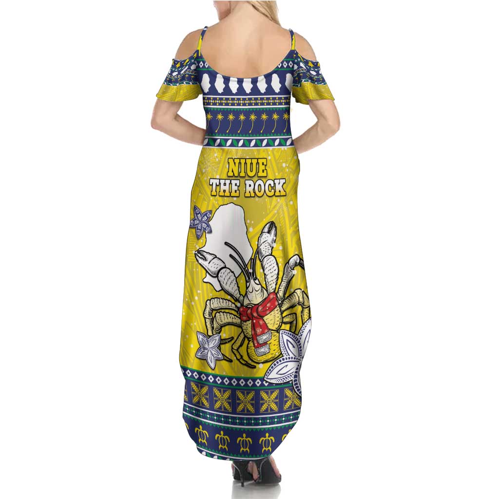 Niue The Rock Christmas Family Matching Summer Maxi Dress and Hawaiian Shirt Niuean Crab Monuina E Kilisimasi LT05 - Polynesian Pride