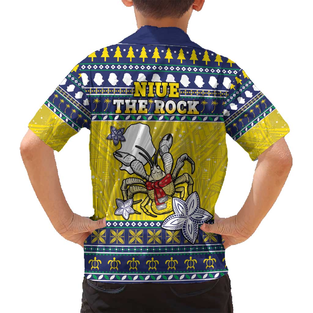 Niue The Rock Christmas Family Matching Tank Maxi Dress and Hawaiian Shirt Niuean Crab Monuina E Kilisimasi LT05 - Polynesian Pride