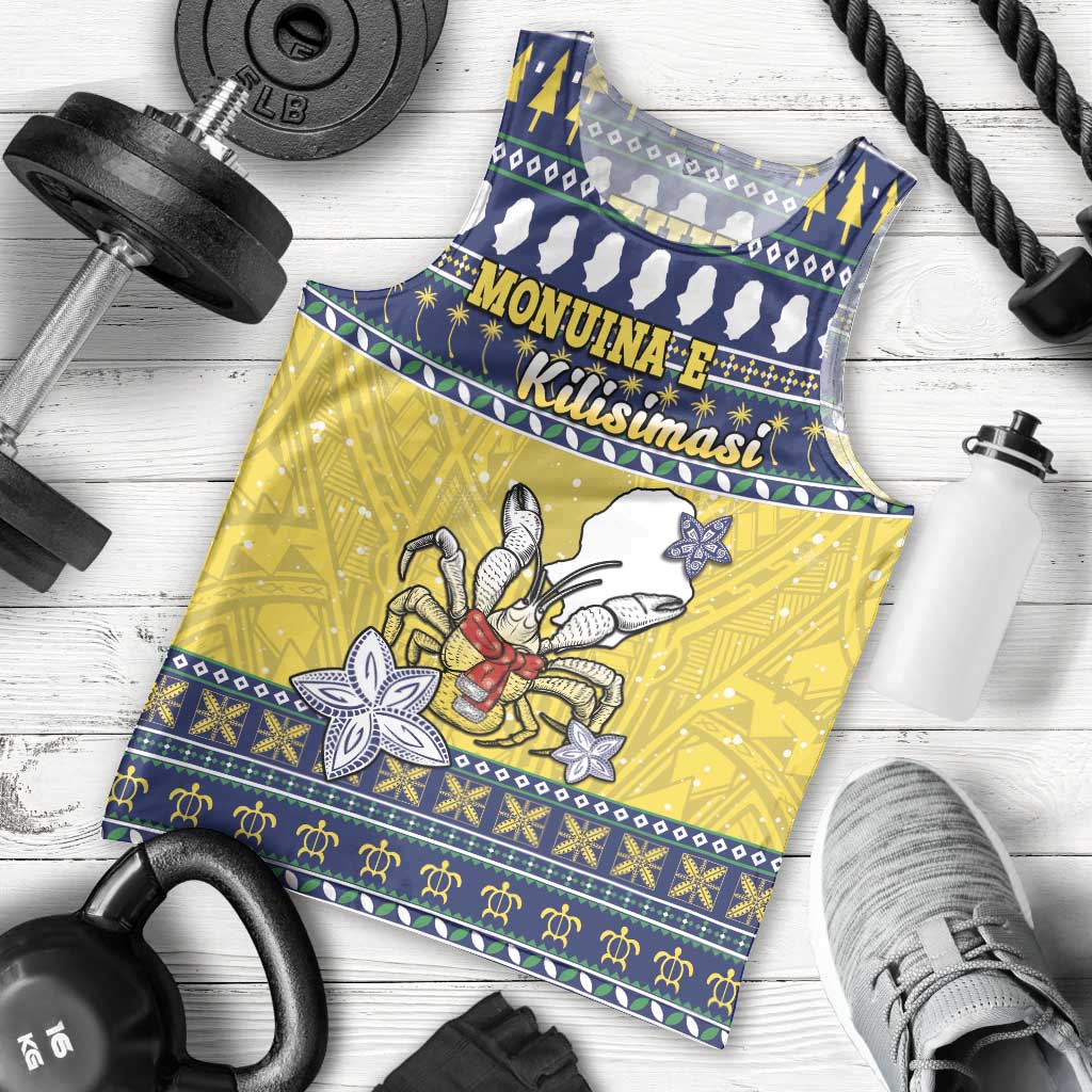 Niue The Rock Christmas Men Tank Top Niuean Crab Monuina E Kilisimasi