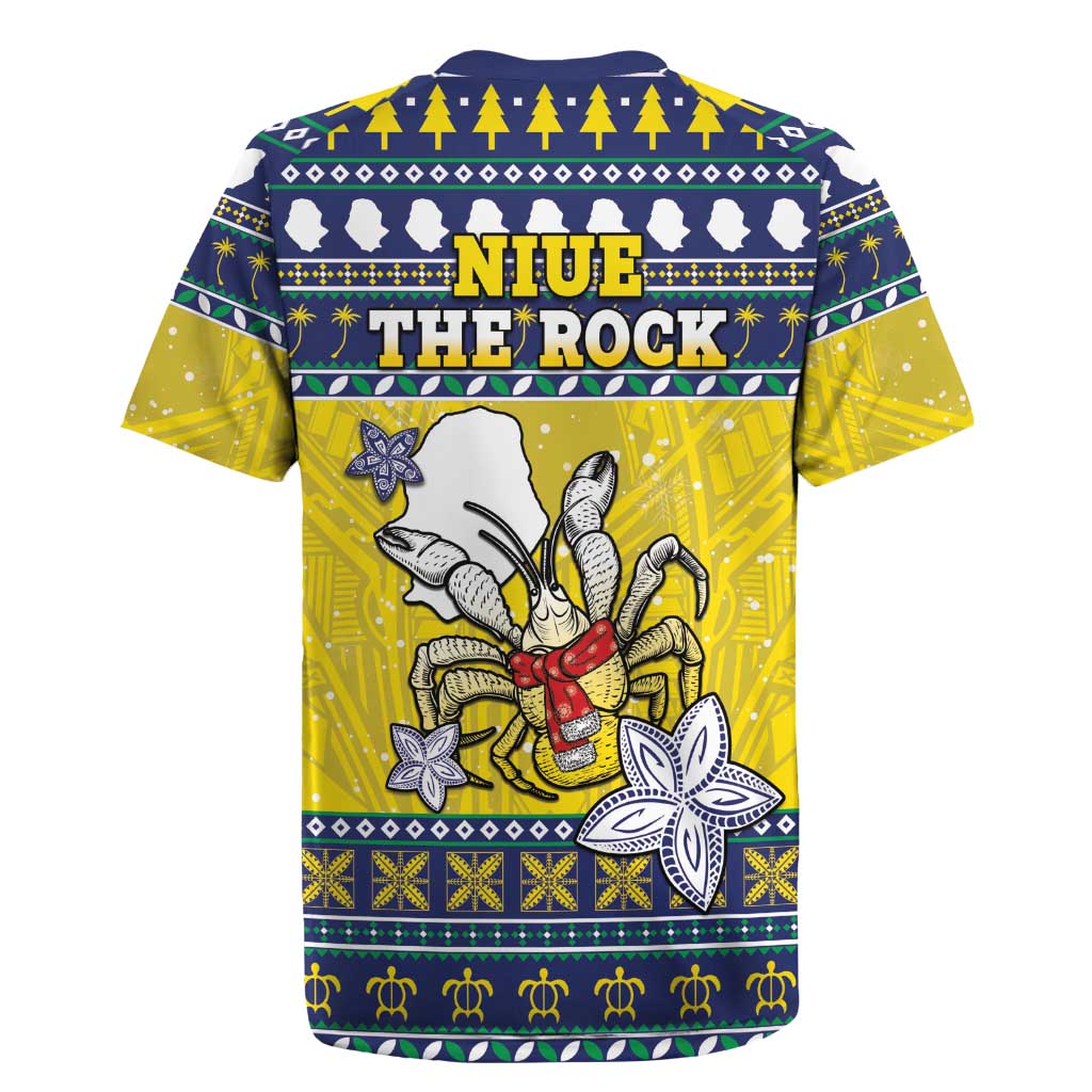 Niue The Rock Christmas Rugby Jersey Niuean Crab Monuina E Kilisimasi