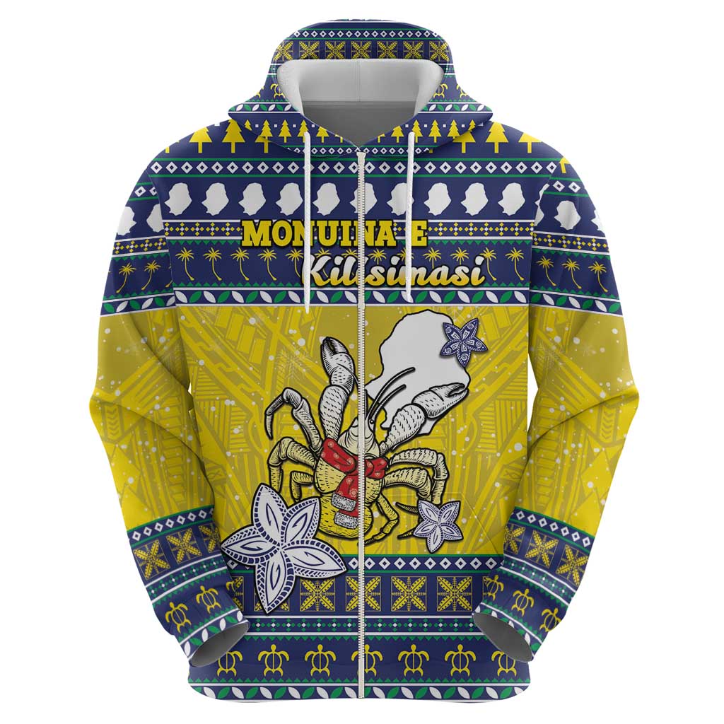 Niue The Rock Christmas Zip Hoodie Niuean Crab Monuina E Kilisimasi