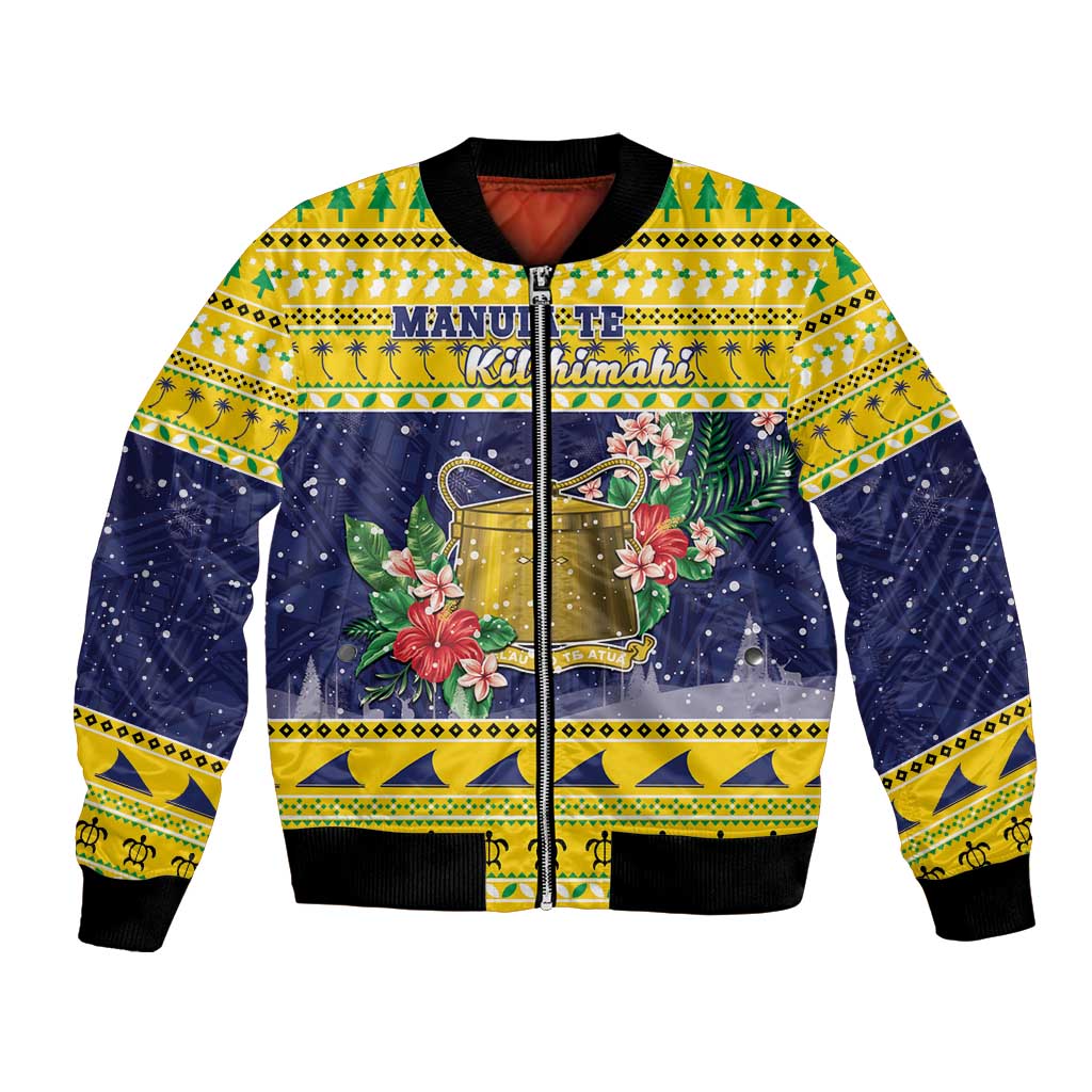 Tokelau Christmas Bomber Jacket Tokelauan Badge Manuia Te Kilihimahi LT05 Unisex Yellow - Polynesian Pride