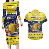 Tokelau Christmas Couples Matching Long Sleeve Bodycon Dress and Hawaiian Shirt Tokelauan Badge Manuia Te Kilihimahi LT05 Yellow - Polynesian Pride