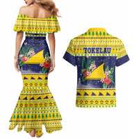 Tokelau Christmas Couples Matching Mermaid Dress and Hawaiian Shirt Tokelauan Badge Manuia Te Kilihimahi LT05 - Polynesian Pride