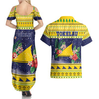 Tokelau Christmas Couples Matching Summer Maxi Dress and Hawaiian Shirt Tokelauan Badge Manuia Te Kilihimahi LT05 - Polynesian Pride