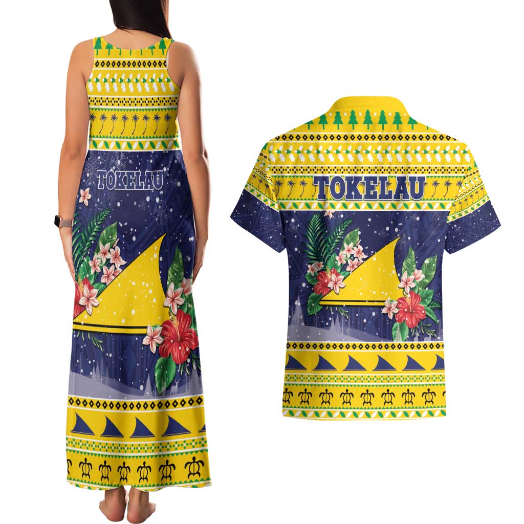 Tokelau Christmas Couples Matching Tank Maxi Dress and Hawaiian Shirt Tokelauan Badge Manuia Te Kilihimahi LT05 - Polynesian Pride