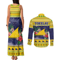 Tokelau Christmas Couples Matching Tank Maxi Dress and Long Sleeve Button Shirt Tokelauan Badge Manuia Te Kilihimahi LT05 - Polynesian Pride